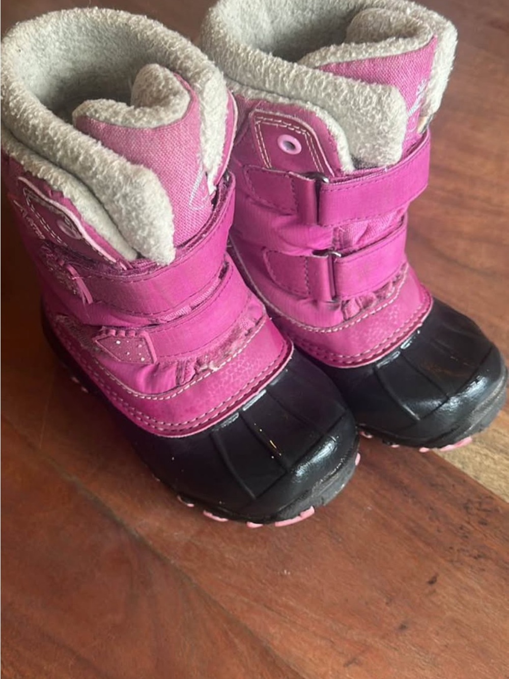 Toddler Pink Insulated Rain & Snow Boots with Secure Hook-and-Loop Straps